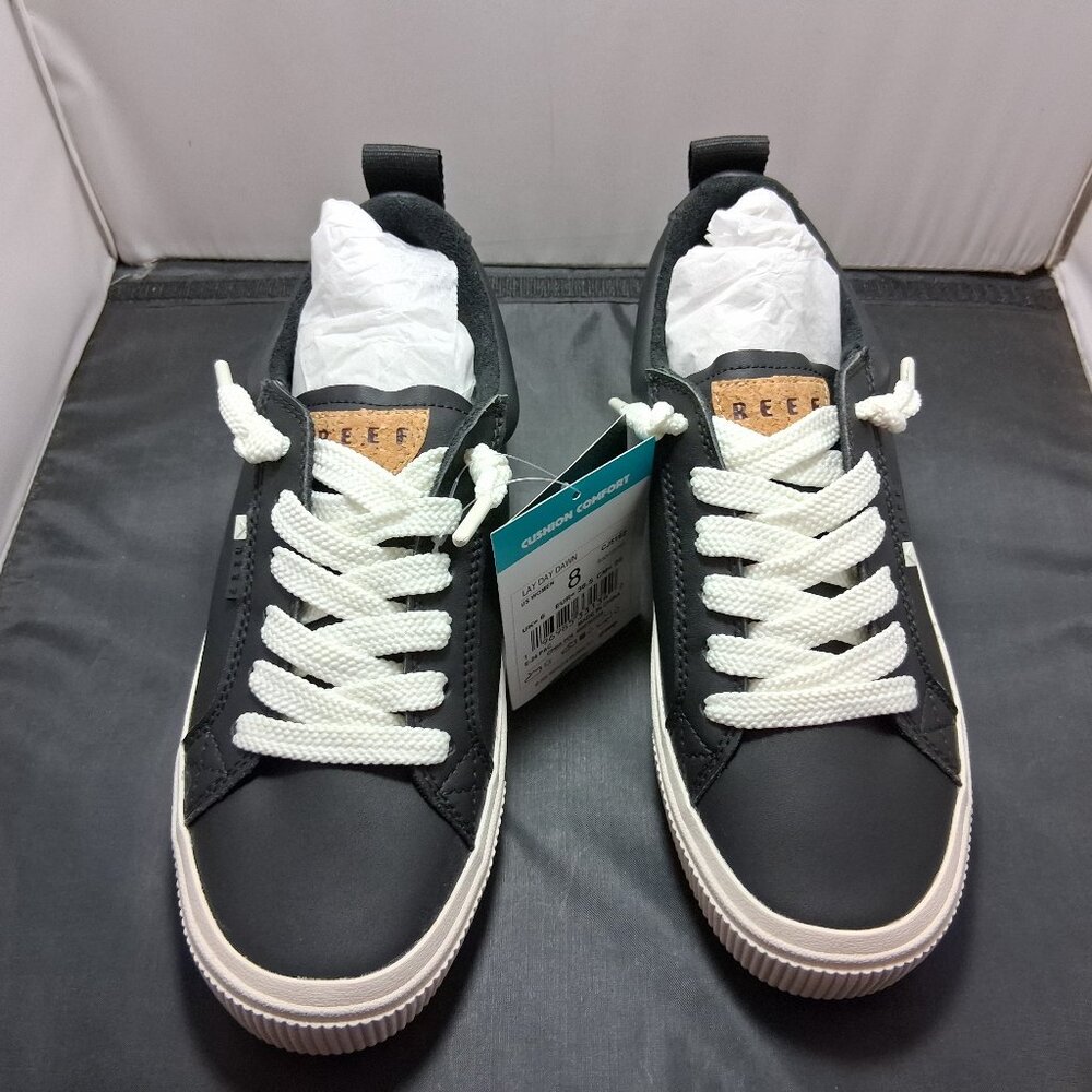 REEF LAY DAY DAWN Women’s Black Leather Size 8 CJ5182 New in Box